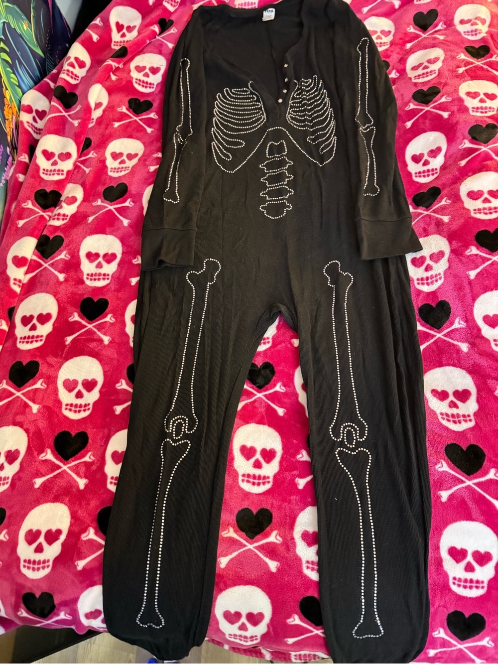 Victorias Secret Skeleton Onesie Pajama with Studs